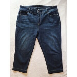 SEVEN7 Tummyless Tailored Stretch Capri Jeans Women's 20W Dark Wash Denim